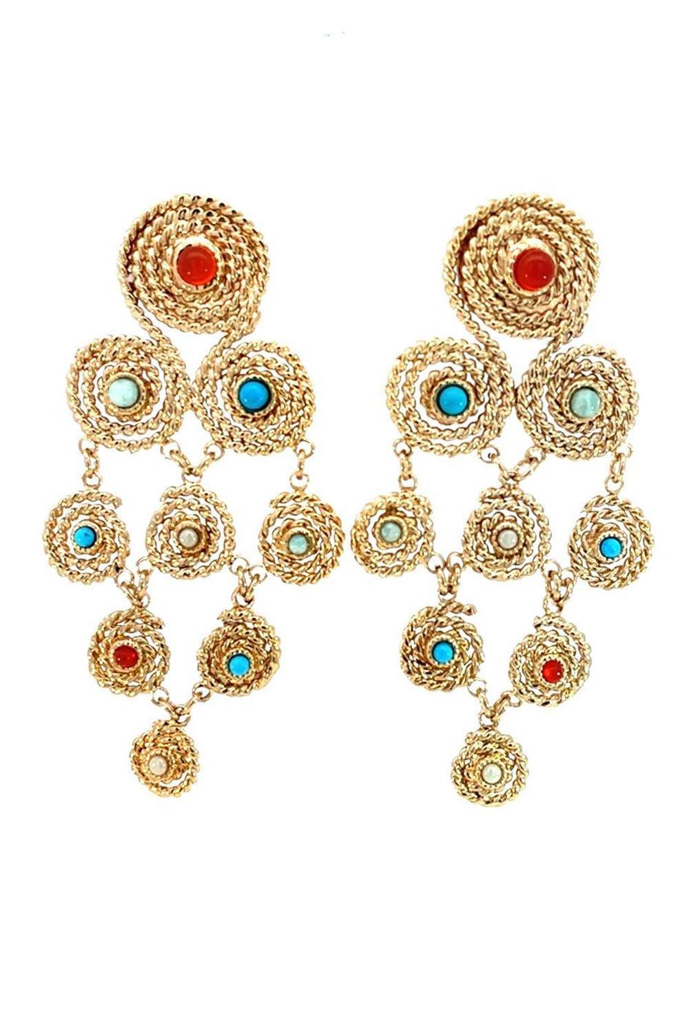Turquoise Pearl Carnelian Mistral Earrings-YELLOW-JEWELRYBOUTIQUEEARRING-GAS BIJOUX
