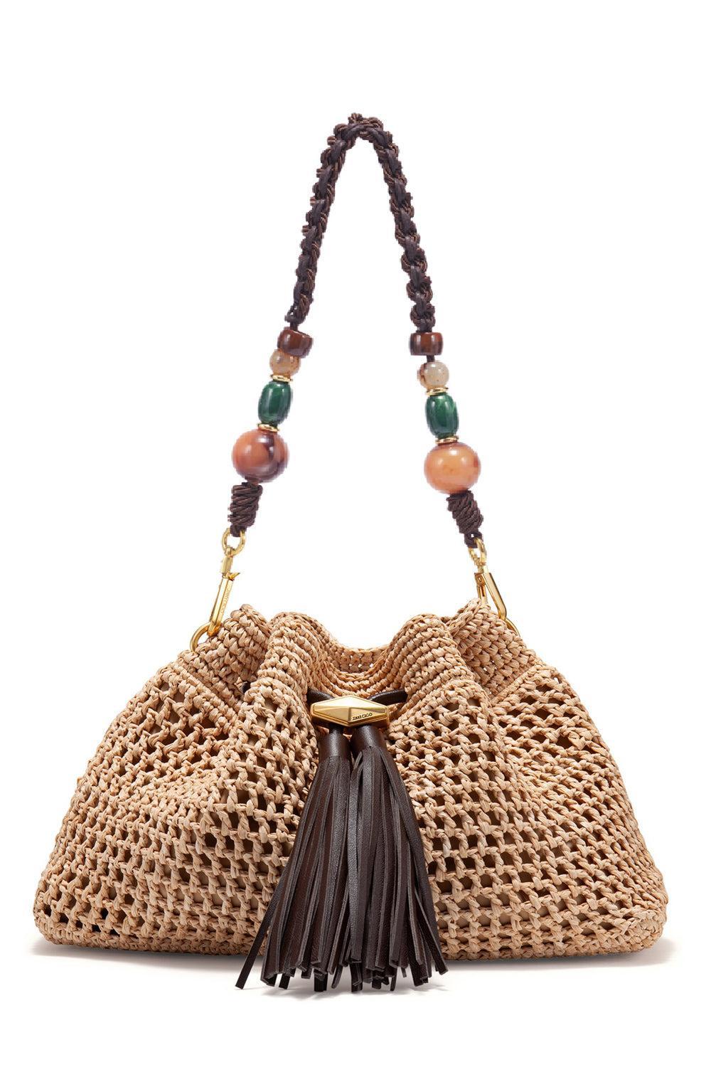 Bon Bon Bucket Bag - Natural Chocolate-BROWN-HANDBAGTOP HANDLE-JIMMY CHOO