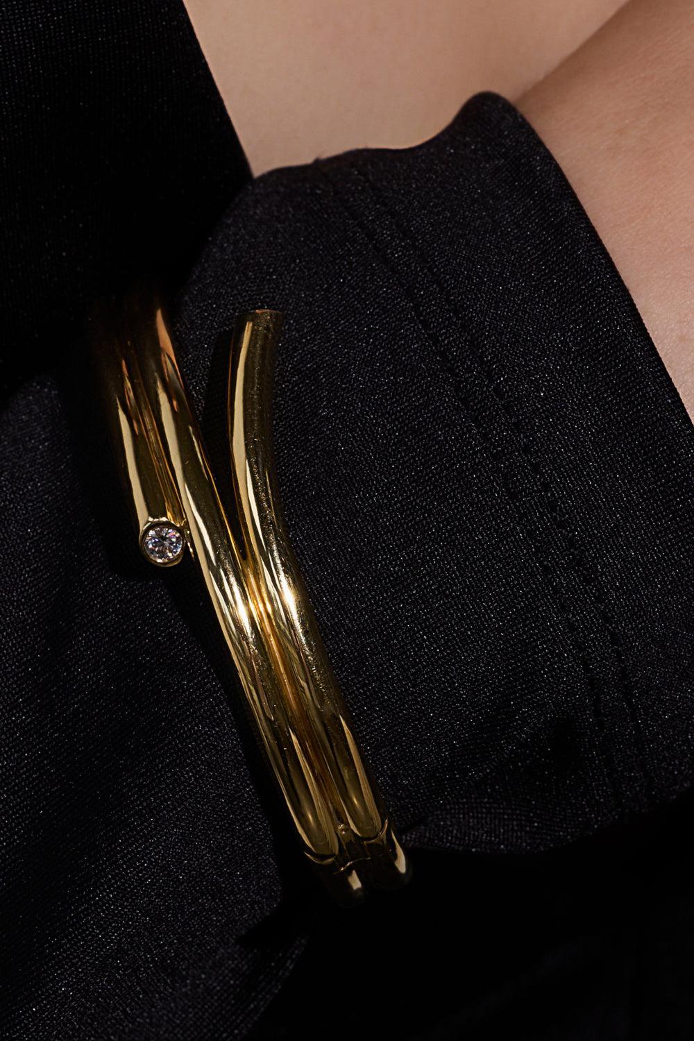 Diamond Double Spiral Thoby Bracelet-YELLOW GOLD-6.5-JEWELRYFINE JEWELBRACELET O-WALTERS FAITH