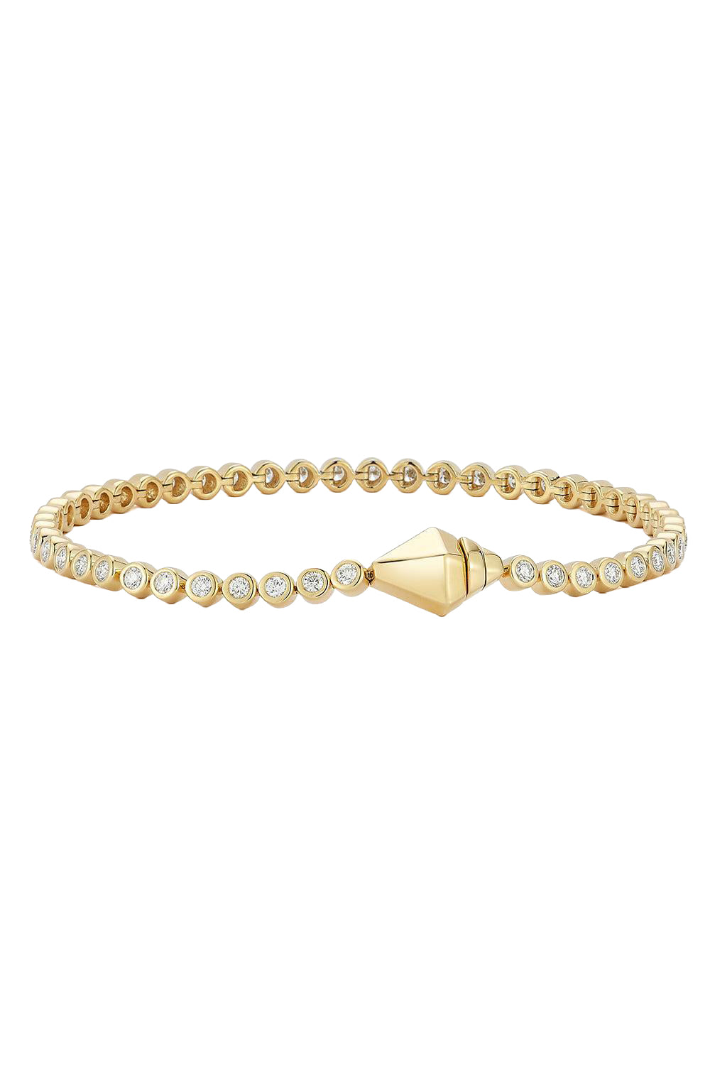 Diamond WF Classic Bezel Clasp Tennis Bracelet - Yellow Gold