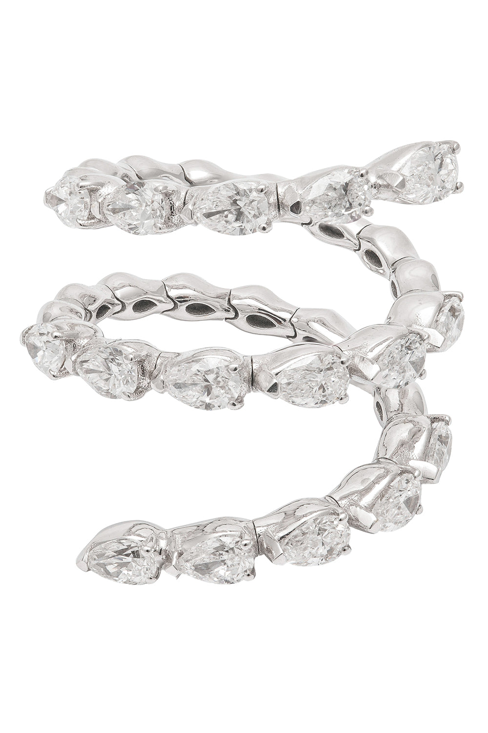 Diamond Pear Cut Spiral Ring