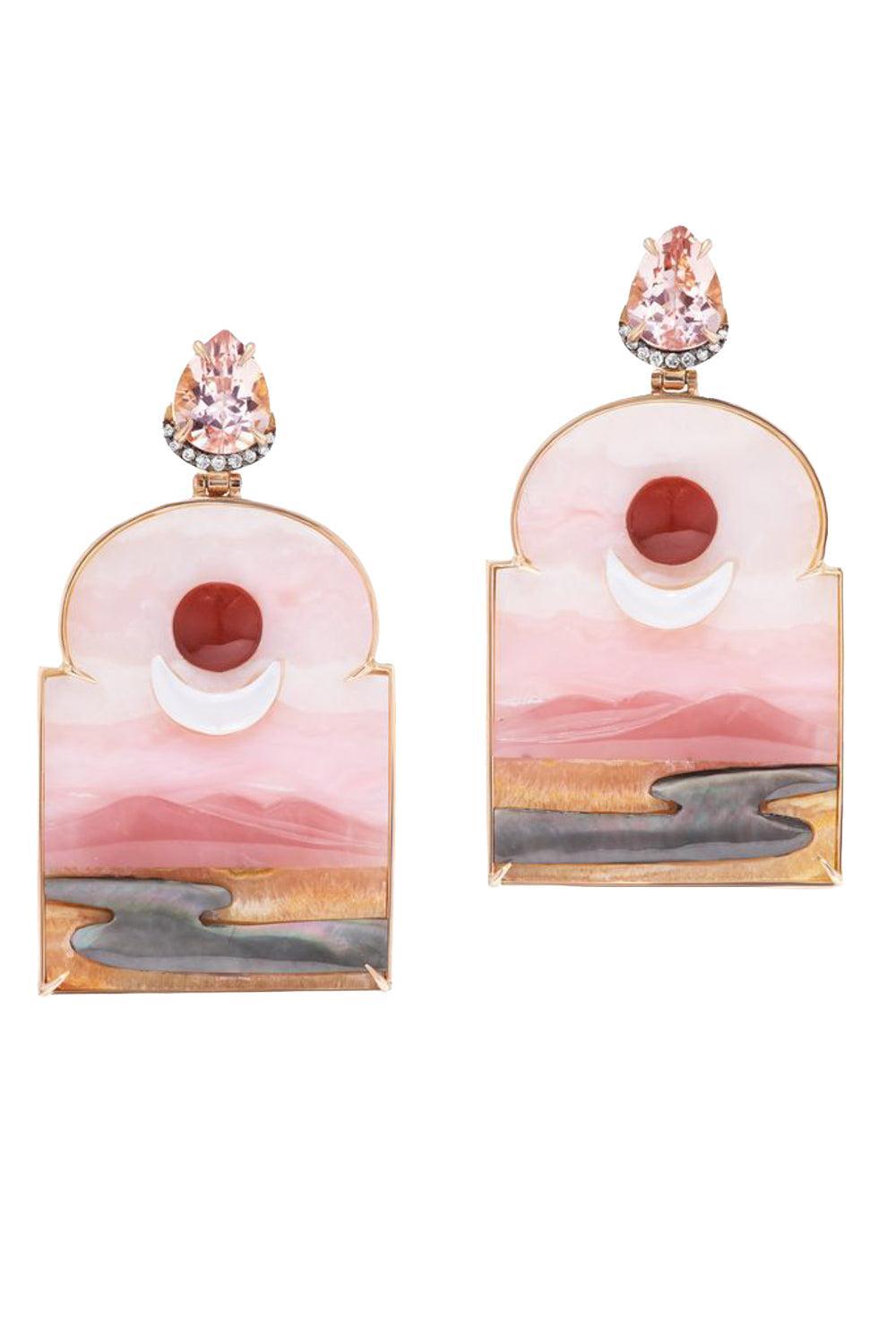 Pink Opal Alabaster Sky Print Window Earrings-ROSE GOLD-JEWELRYFINE JEWELEARRING-SILVIA FURMANOVICH