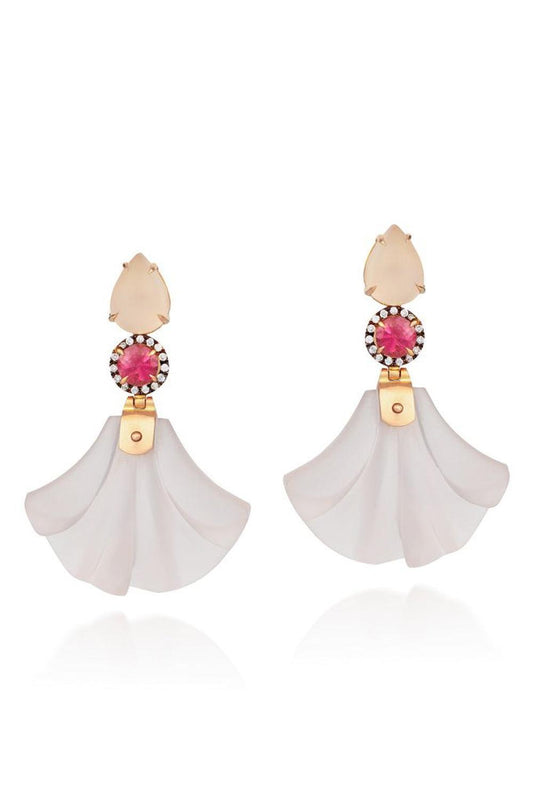 Pink Tourmaline Rose Quartz Dervish Earrings-ROSE GOLD-JEWELRYFINE JEWELEARRING-SILVIA FURMANOVICH
