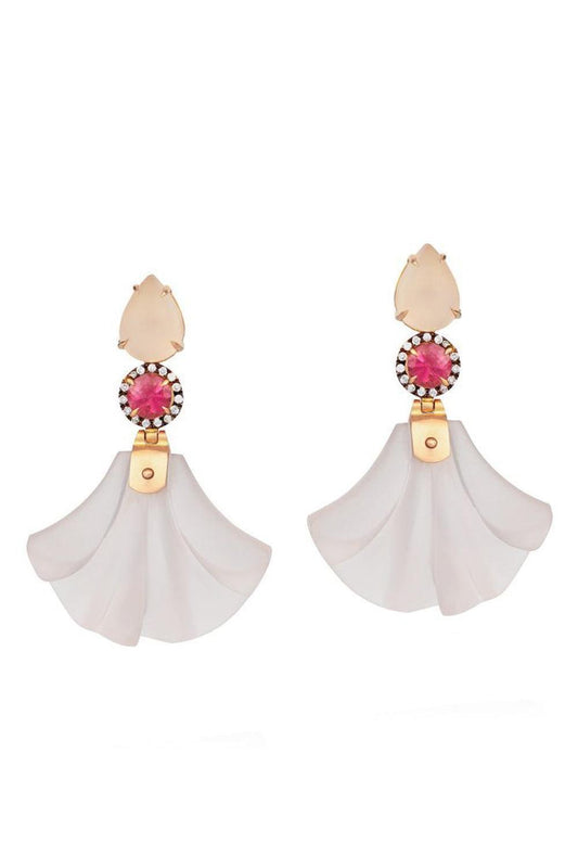 Pink Tourmaline Rose Quartz Dervish Earrings-ROSE GOLD-JEWELRYFINE JEWELEARRING-SILVIA FURMANOVICH