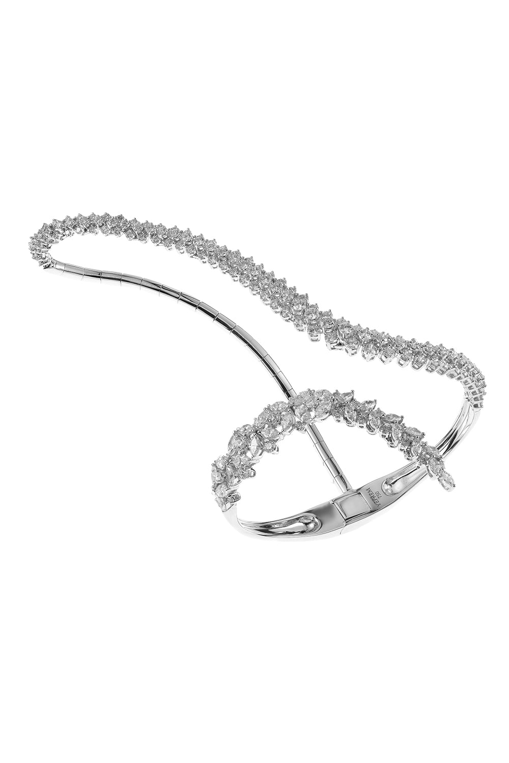 Diamond Statement Y-Couture Hand Bracelet-WHITE GOLD-JEWELRYFINE JEWELBRACELET O-YEPREM JEWELLERY