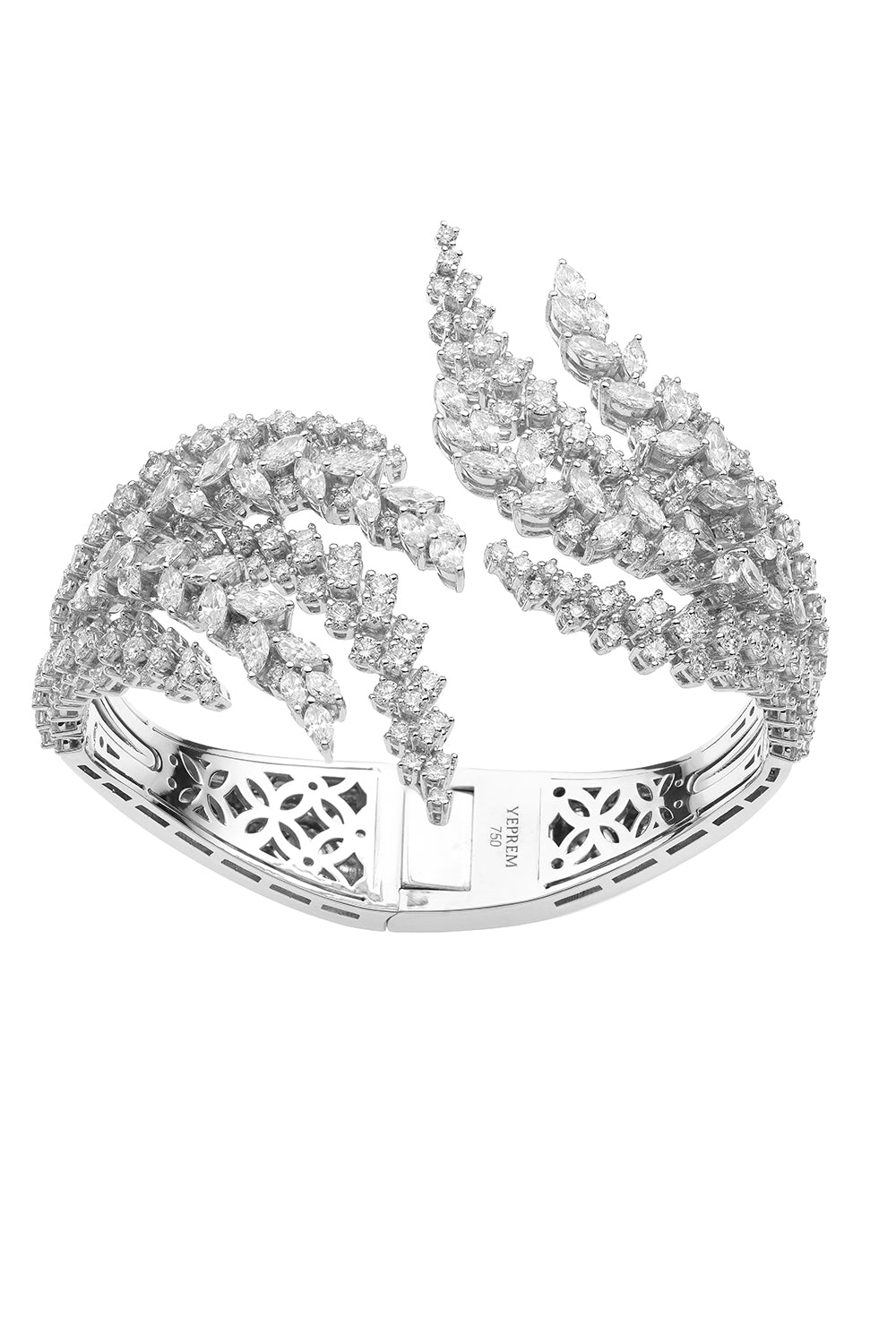 Diamond Y-Couture Bangle Bracelet-WHITE GOLD-JEWELRYFINE JEWELBRACELET O-YEPREM JEWELLERY
