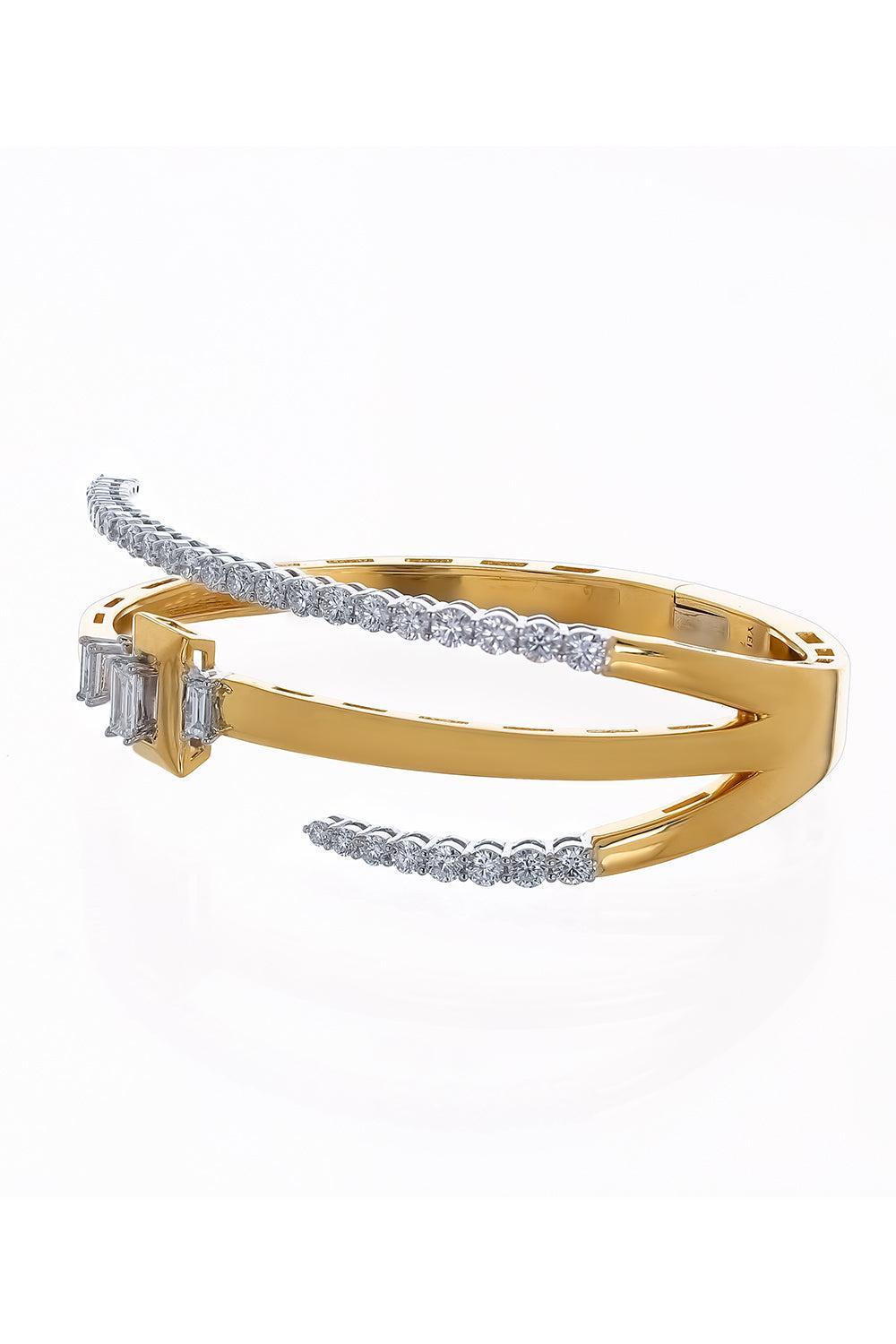 Diamond Round Baguette Bracelet-YELLOW GOLD-JEWELRYFINE JEWELBRACELET O-YEPREM JEWELLERY