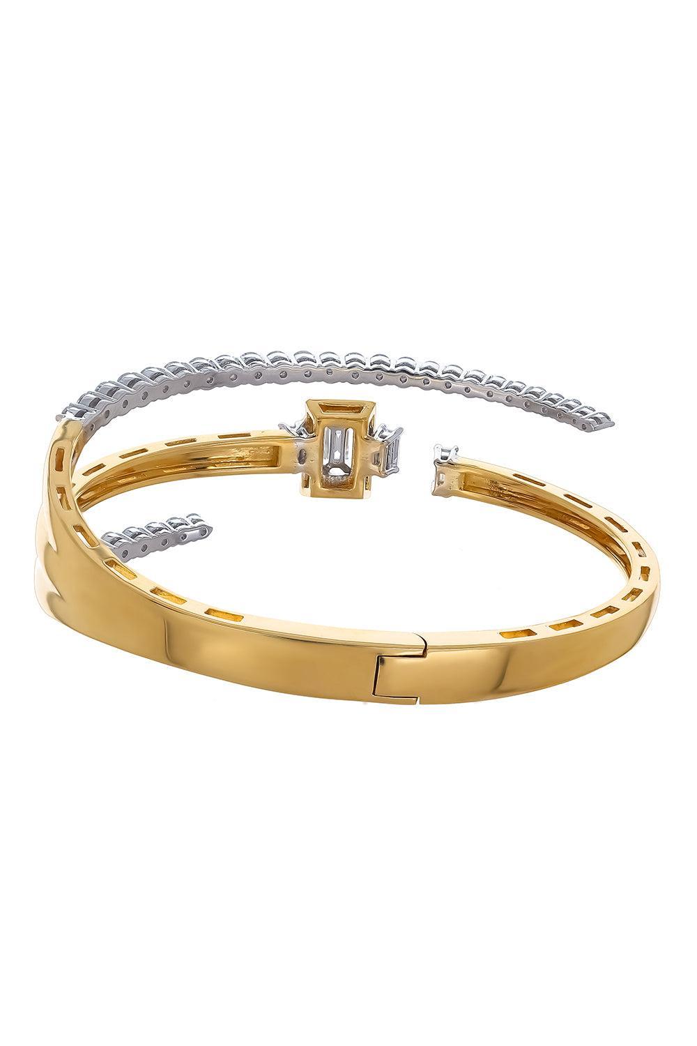 Diamond Round Baguette Bracelet-YELLOW GOLD-JEWELRYFINE JEWELBRACELET O-YEPREM JEWELLERY