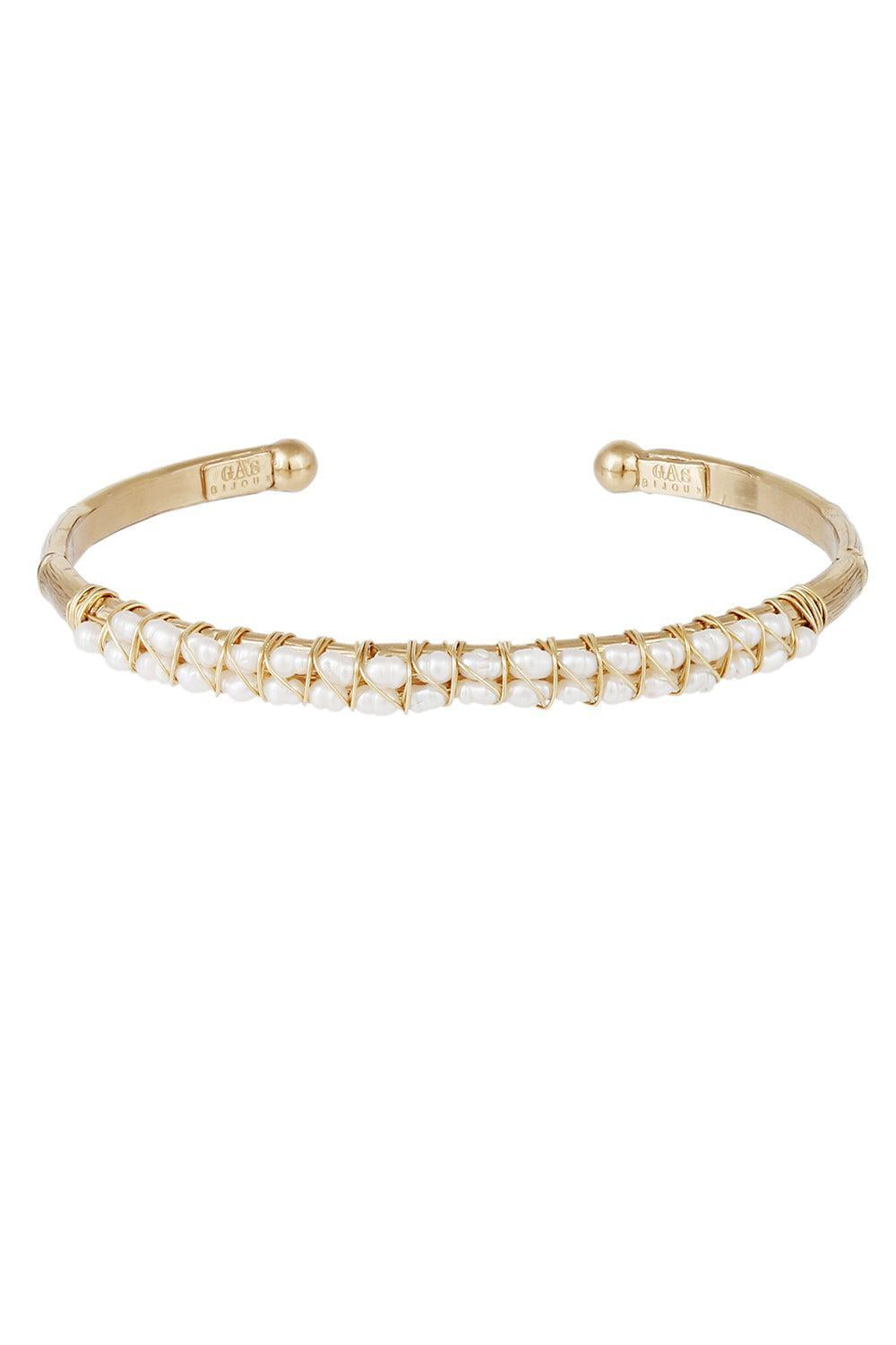 Pearl Large Lyre Bangle Bracelet-WHITE-JEWELRYBOUTIQUEBRACELET O-GAS BIJOUX
