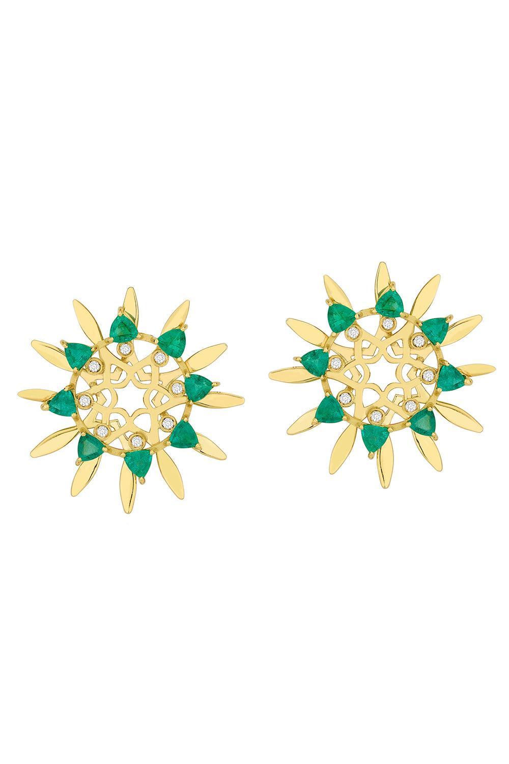 Emerald Medium Mandala Hoop Earrings-YELLOW GOLD-JEWELRYFINE JEWELEARRING-CAROL KAUFFMANN