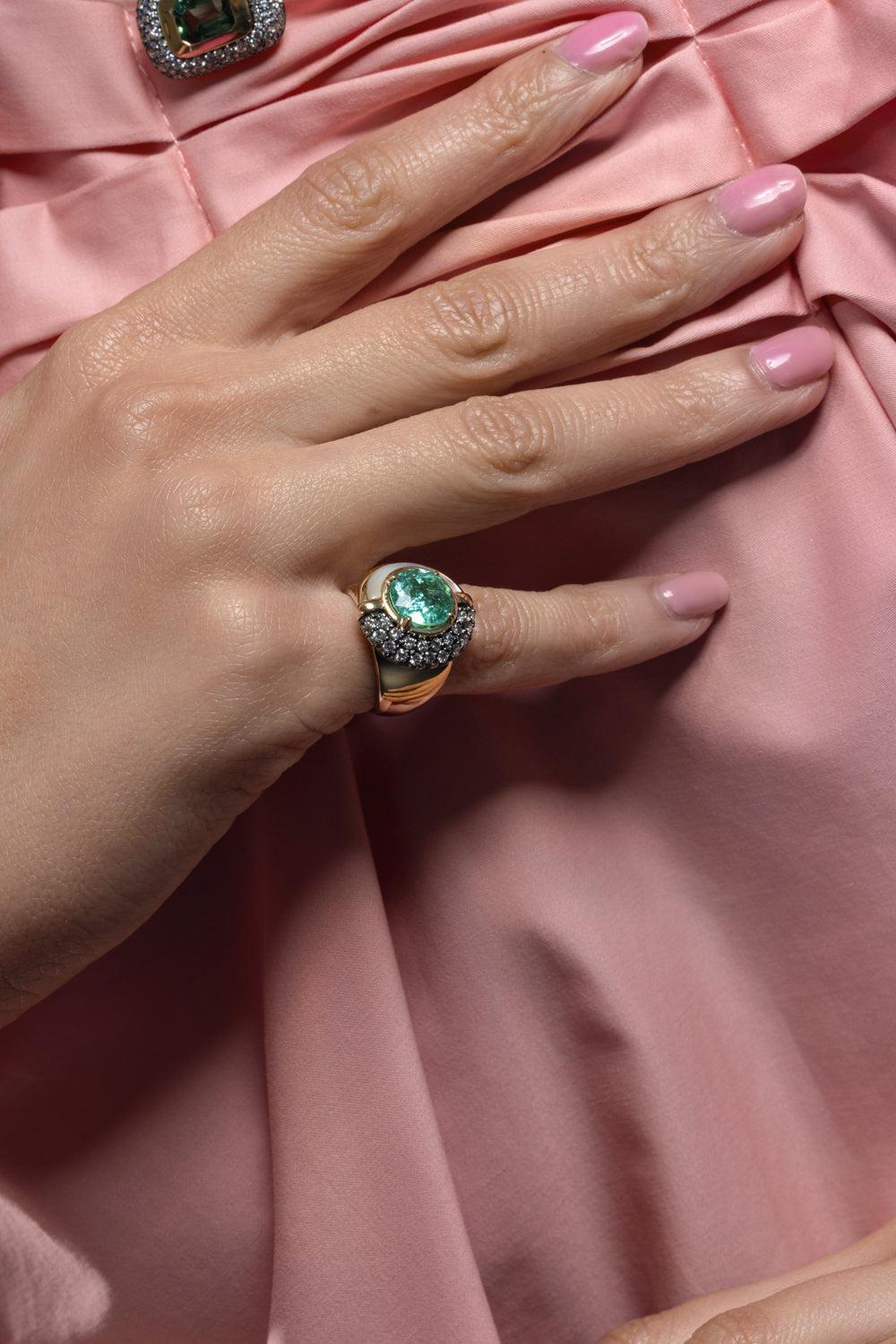 Tourmaline Sugar And Spice Ring-YELLOW GOLD-3.5-JEWELRYFINE JEWELRING-MASON & BOOKS
