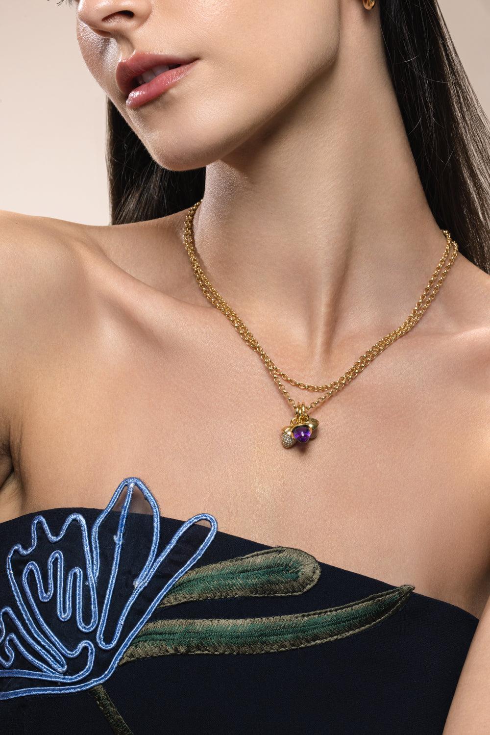 Amethyst Mikado Flamenco Pendant-YELLOW GOLD-JEWELRYFINE JEWELPENDANT-TAMARA COMOLLI