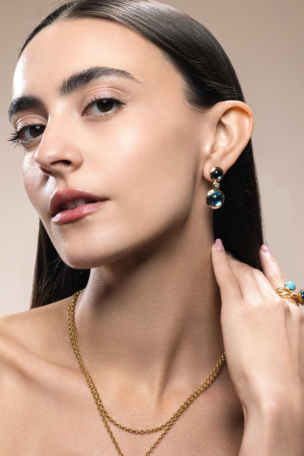 Swiss Topaz Two Bouton Earrings-YELLOW GOLD-JEWELRYFINE JEWELEARRING-TAMARA COMOLLI