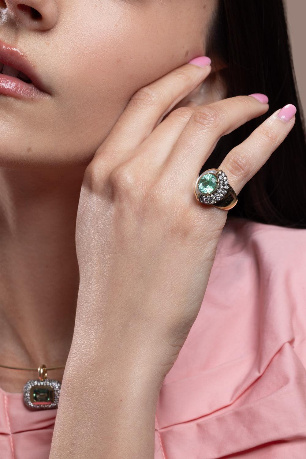 Tourmaline Sugar And Spice Ring-YELLOW GOLD-3.5-JEWELRYFINE JEWELRING-MASON & BOOKS