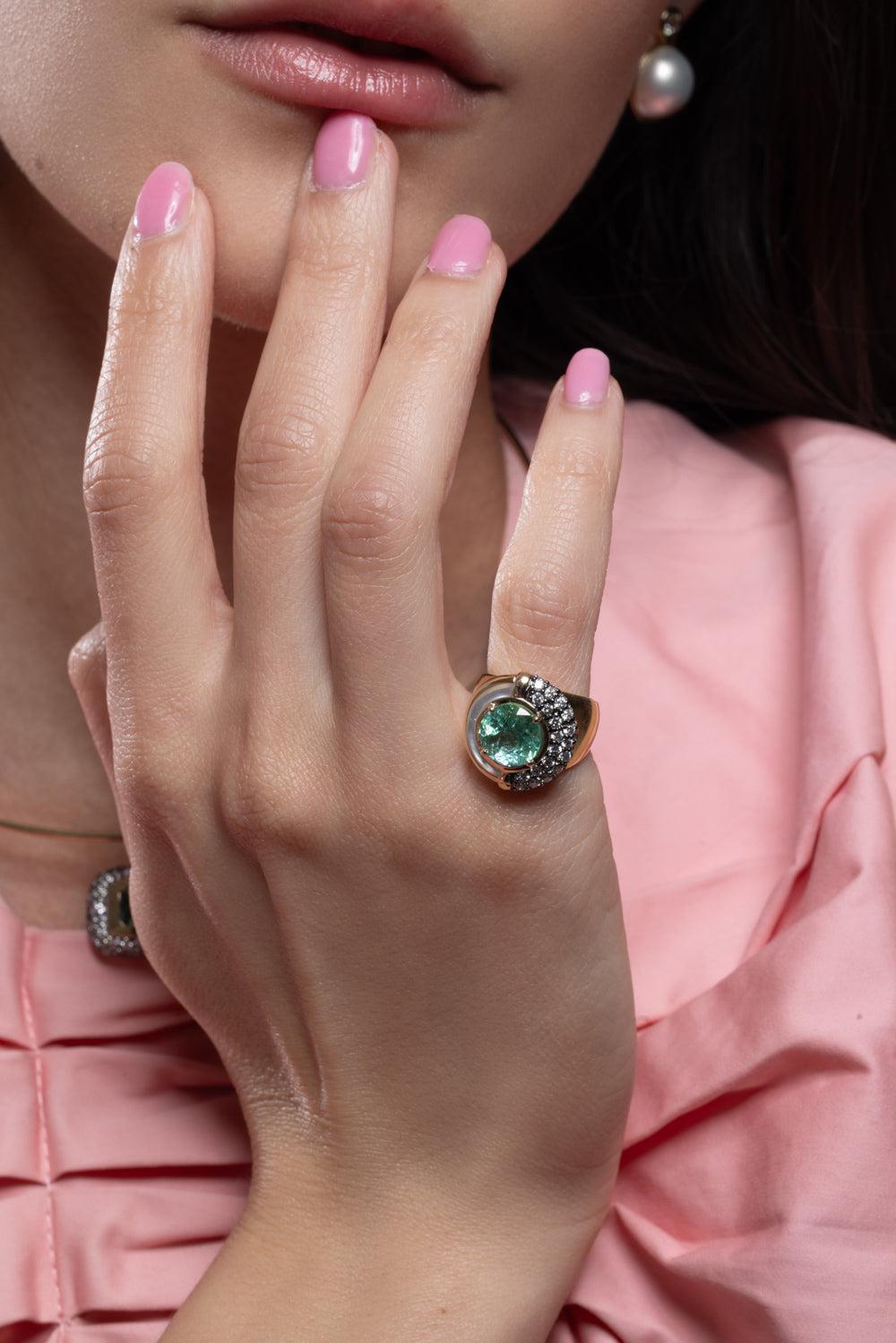 Tourmaline Sugar And Spice Ring-YELLOW GOLD-3.5-JEWELRYFINE JEWELRING-MASON & BOOKS