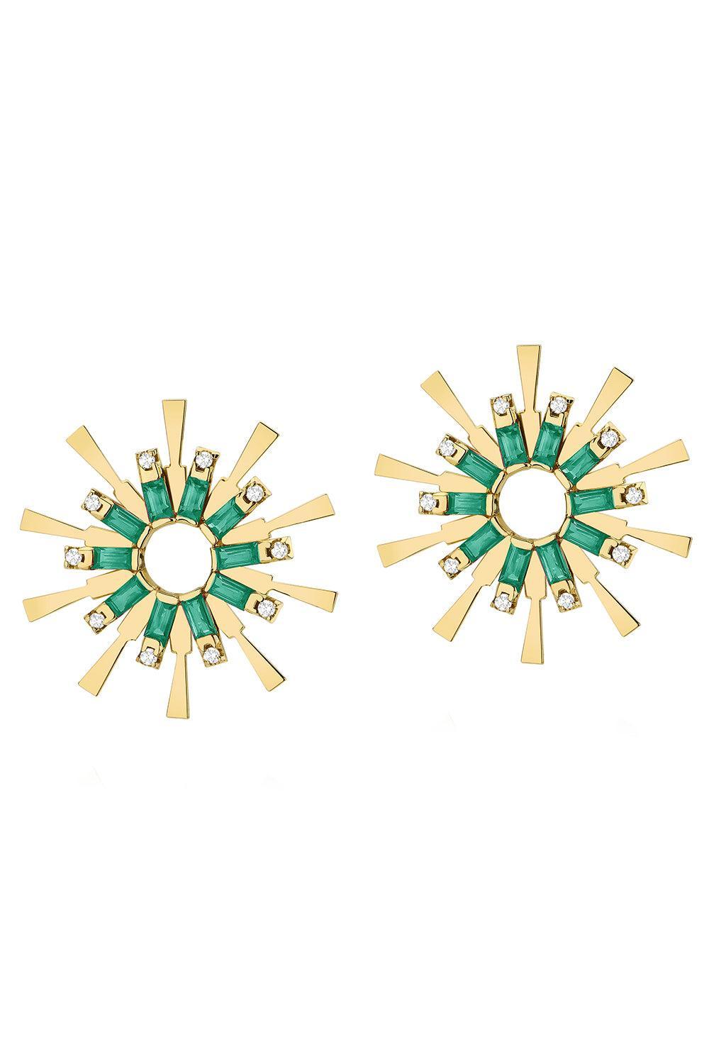 Emerald Diamond Valentim Baguette Twisted Hoop Earrings-YELLOW GOLD-JEWELRYFINE JEWELEARRING-CAROL KAUFFMANN