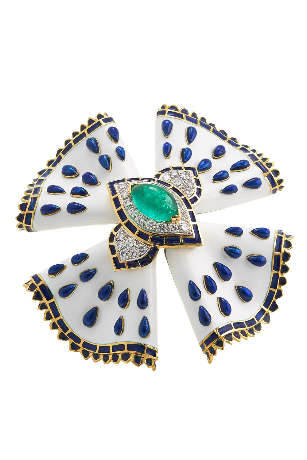 Emerald White Heraldic Brooch