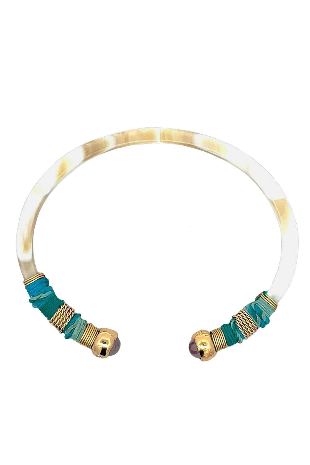 Purple Tip Green Blue Cream Sari Bracelet-CREAM-JEWELRYBOUTIQUEBRACELET O-GAS BIJOUX