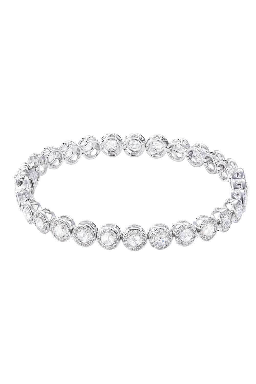 Full Diamond Scallop Tennis Braclet-WHITE GOLD-JEWELRYFINE JEWELBRACELET O-64 FACETS