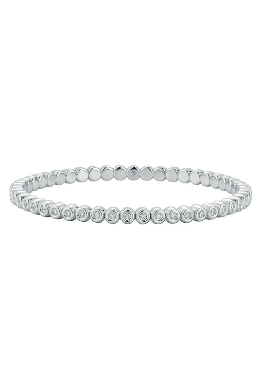 Diamond Bezel Stretch Tennis Bracelet - White Gold-WHITE GOLD-JEWELRYFINE JEWELBRACELET O-ROBERTO DEMEGLIO
