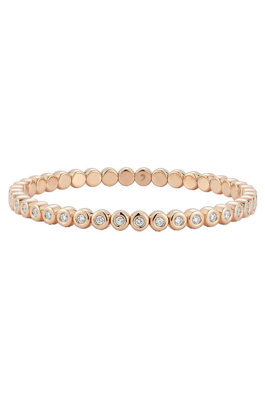 Diamond Bezel Stretch Bracelet-YELLOW GOLD-JEWELRYFINE JEWELBRACELET O-ROBERTO DEMEGLIO