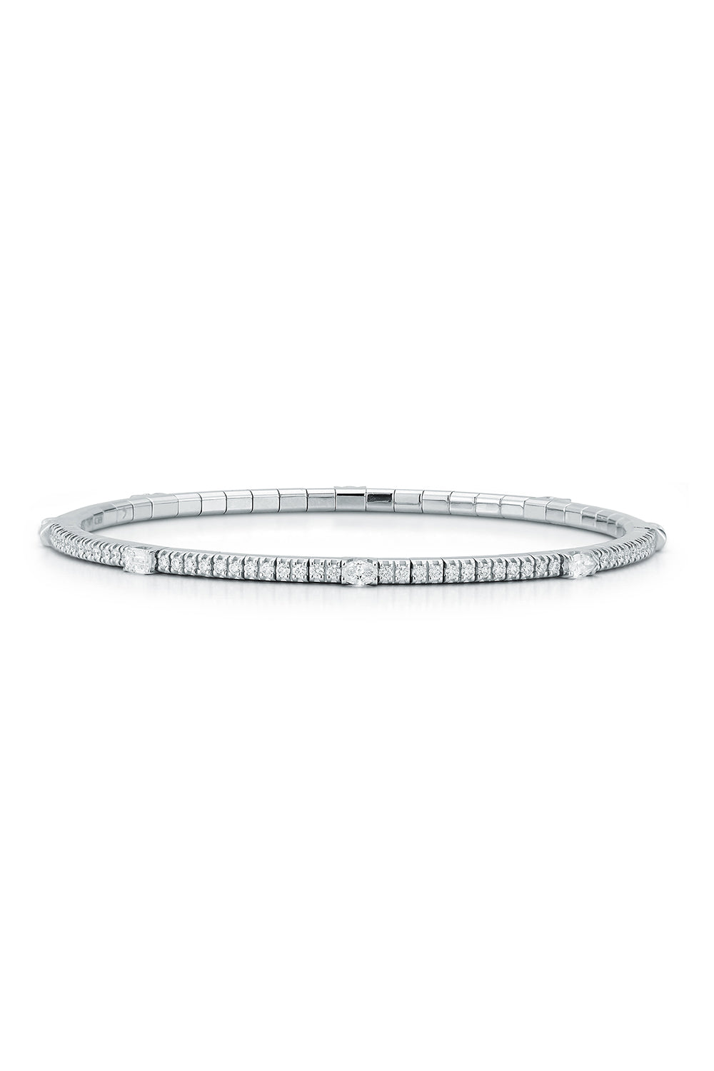 Multi Diamonds Extensible Stretch Tennis Bracelet-WHITE GOLD-JEWELRYFINE JEWELBRACELET O-ROBERTO DEMEGLIO