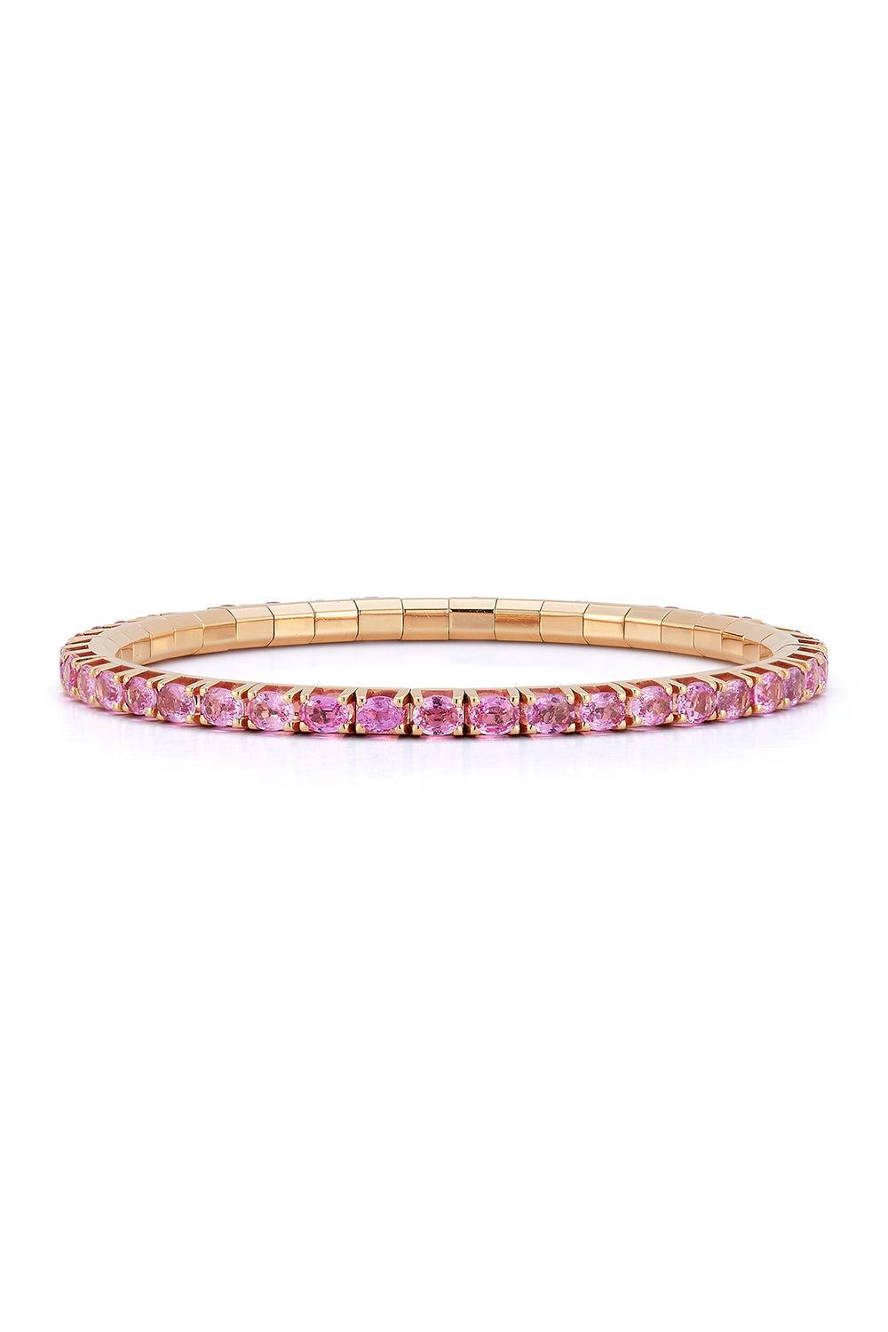 Oval PinkSapphire Stretch Tennis Bracelet-ROSE GOLD-JEWELRYFINE JEWELBRACELET O-ROBERTO DEMEGLIO