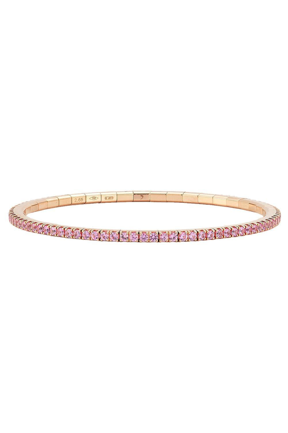 Pink Sapphire Extensible Stretch Tennis Bracelet-ROSE GOLD-JEWELRYFINE JEWELBRACELET O-ROBERTO DEMEGLIO