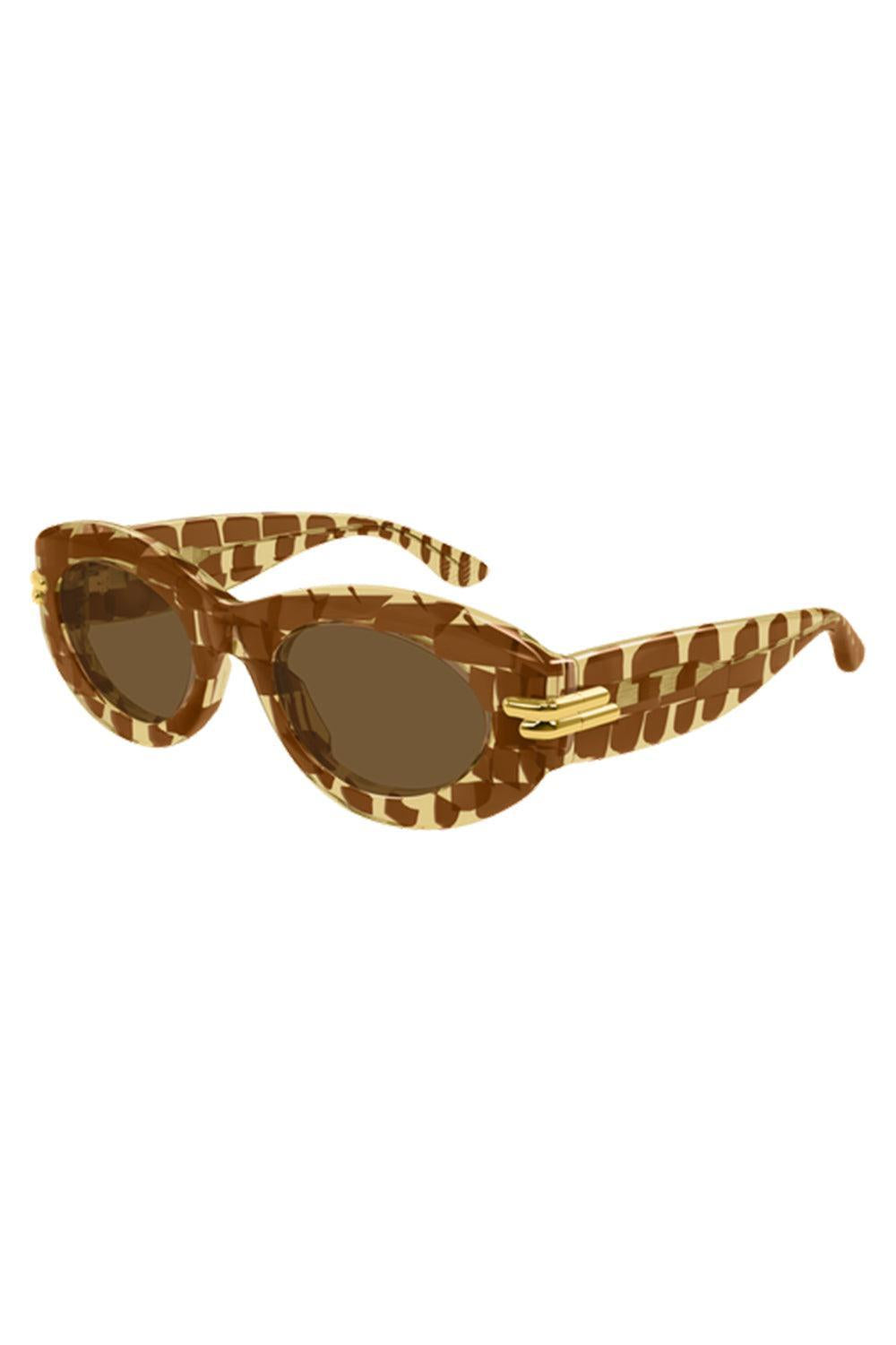 Bold Ribbon Oval Sunglasses-BROWN-ACCESSORIESUNGLASSES-BOTTEGA VENETA