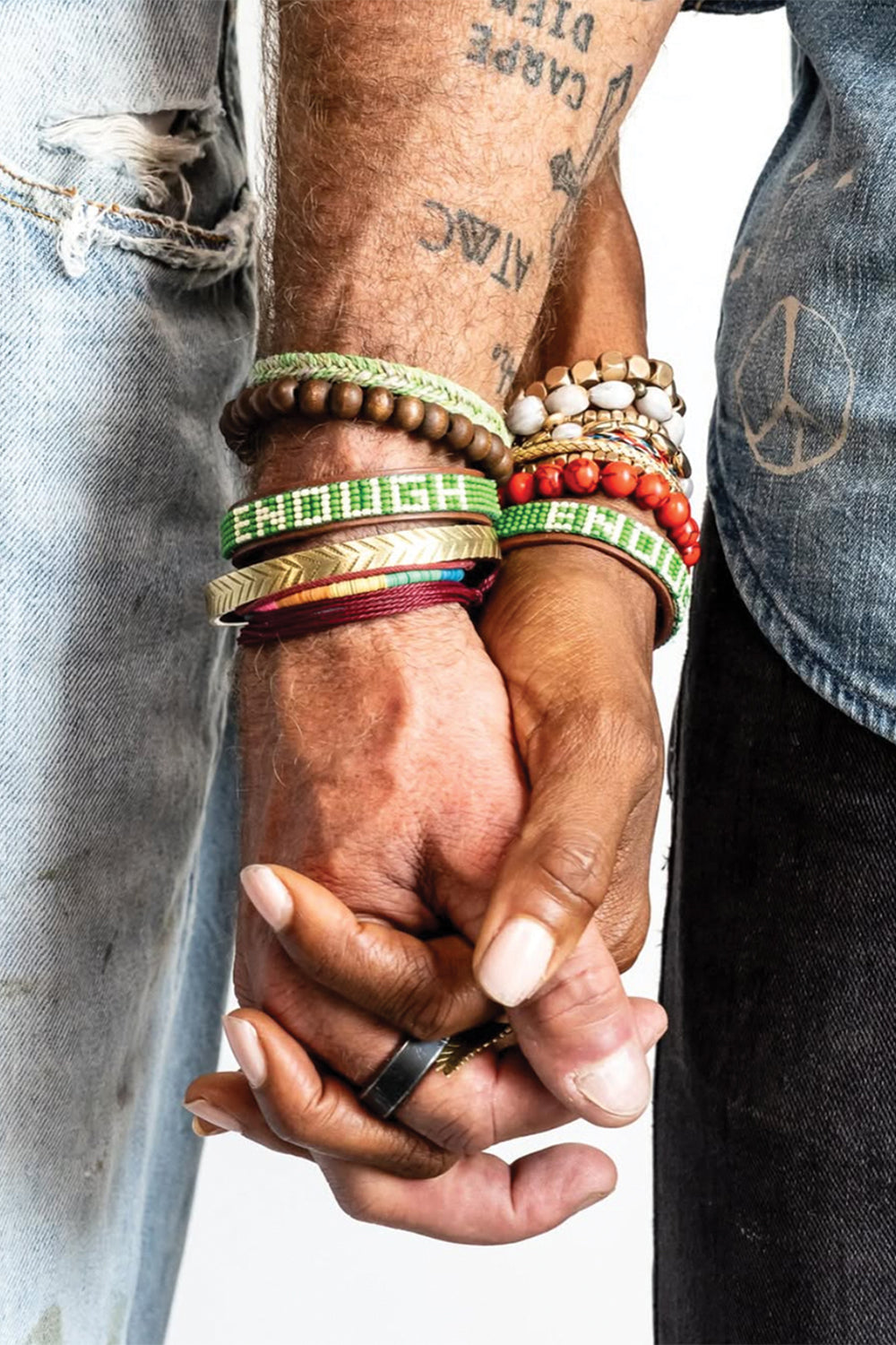 Enough Green Beaded Leather Bracelet Set
