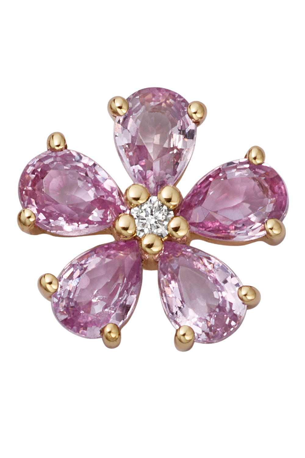 Pink Sapphire Diamond Blossom Flower Charm