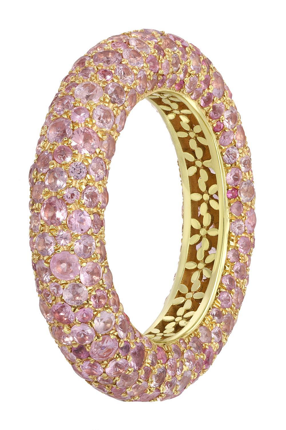 Pink Sapphire Blossom Bubble Ring-YELLOW GOLD-7-JEWELRYFINE JEWELRING-OCTAVIA ELIZABETH