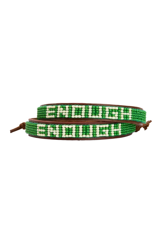 Enough Green Beaded Leather Bracelet Set