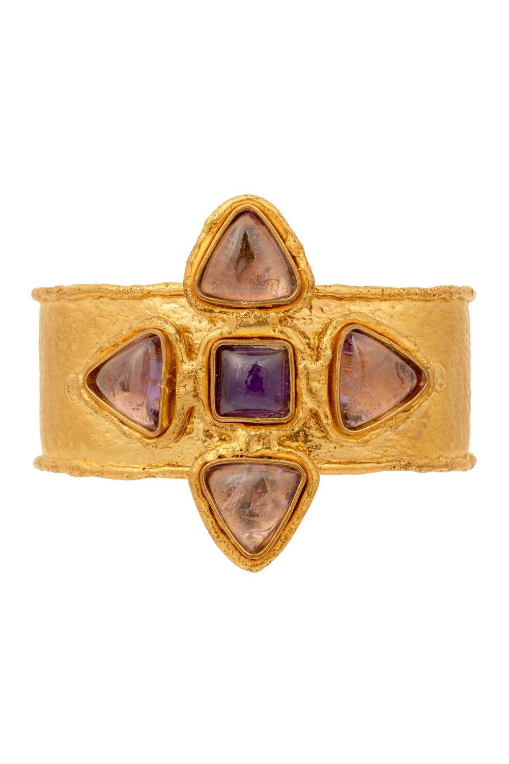 Amethyst Sultan Cuff Bracelet-YELLOW-JEWELRYBOUTIQUEBRACELET O-SYLVIA TOLEDANO