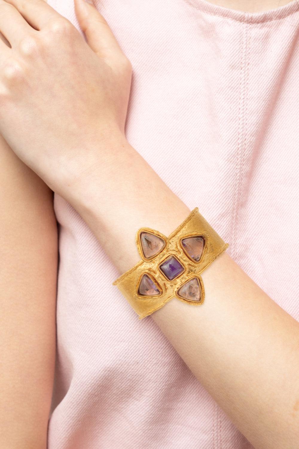 Amethyst Sultan Cuff Bracelet-YELLOW-JEWELRYBOUTIQUEBRACELET O-SYLVIA TOLEDANO