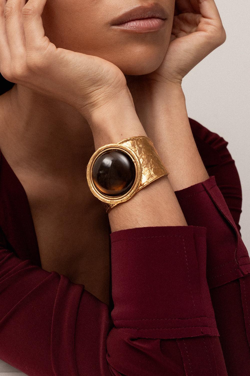 Carnaline Sphere Cuff Bracelet-YELLOW-JEWELRYBOUTIQUEBRACELET O-SYLVIA TOLEDANO