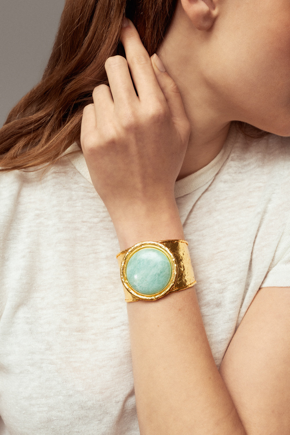 Amazonite Sphere Cuff Bracelet