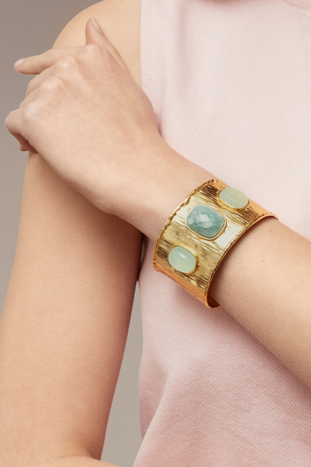 Amazonite Onyx Cuff Bracelet