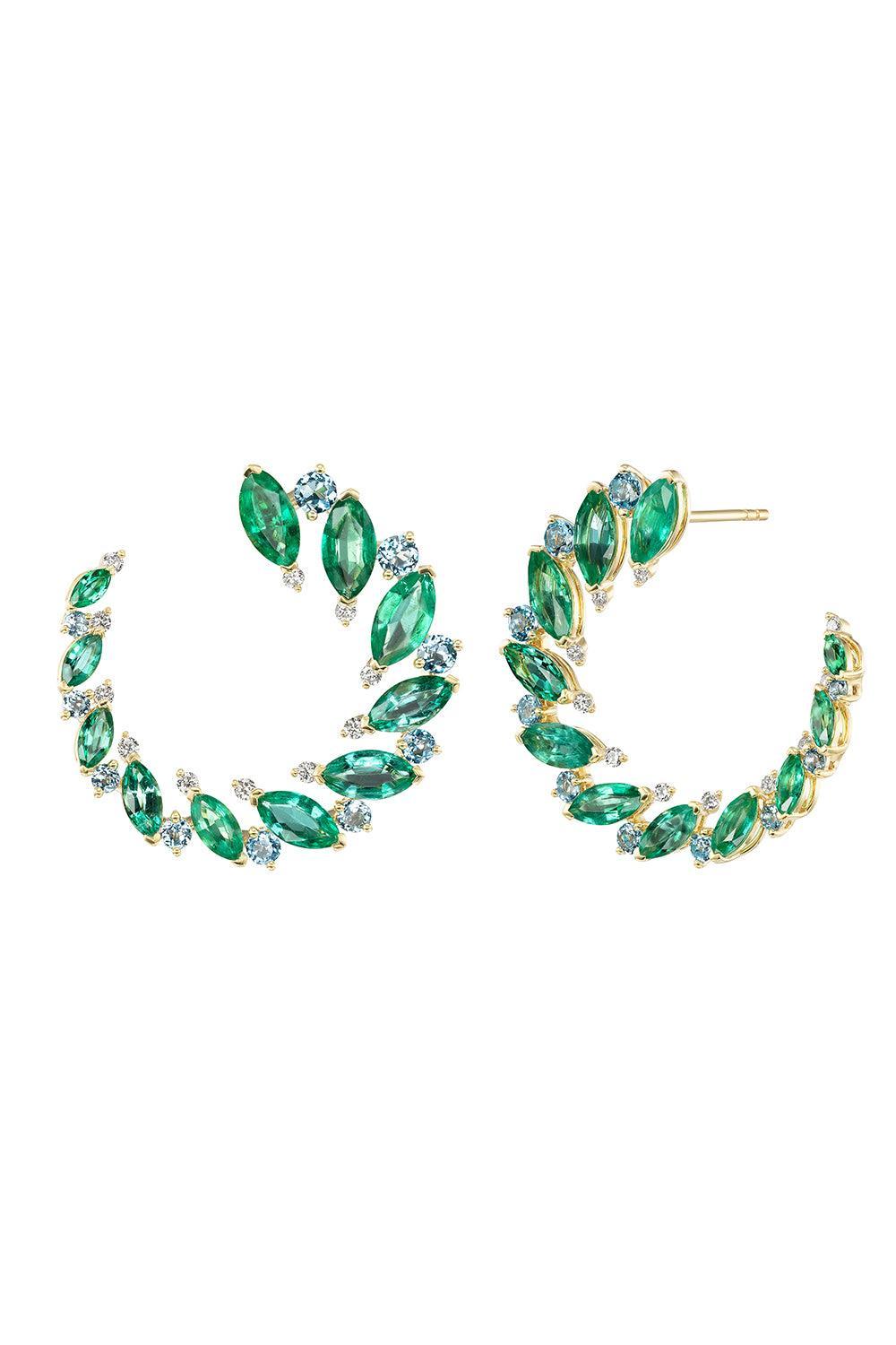 Emerald Topaz Pollack Bypass Hoop Earrings-YELLOW GOLD-JEWELRYFINE JEWELEARRING-EMILY P WHEELER