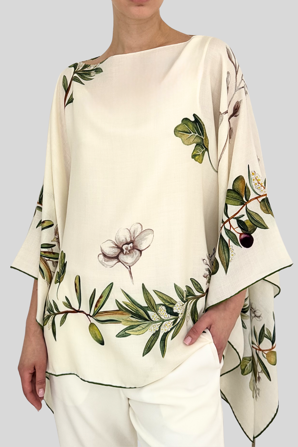  Floral Print Poncho - Olive Tree-FLORAL-O/S-CLOTHINGTOPPONCHO-RANI ARABELLA 