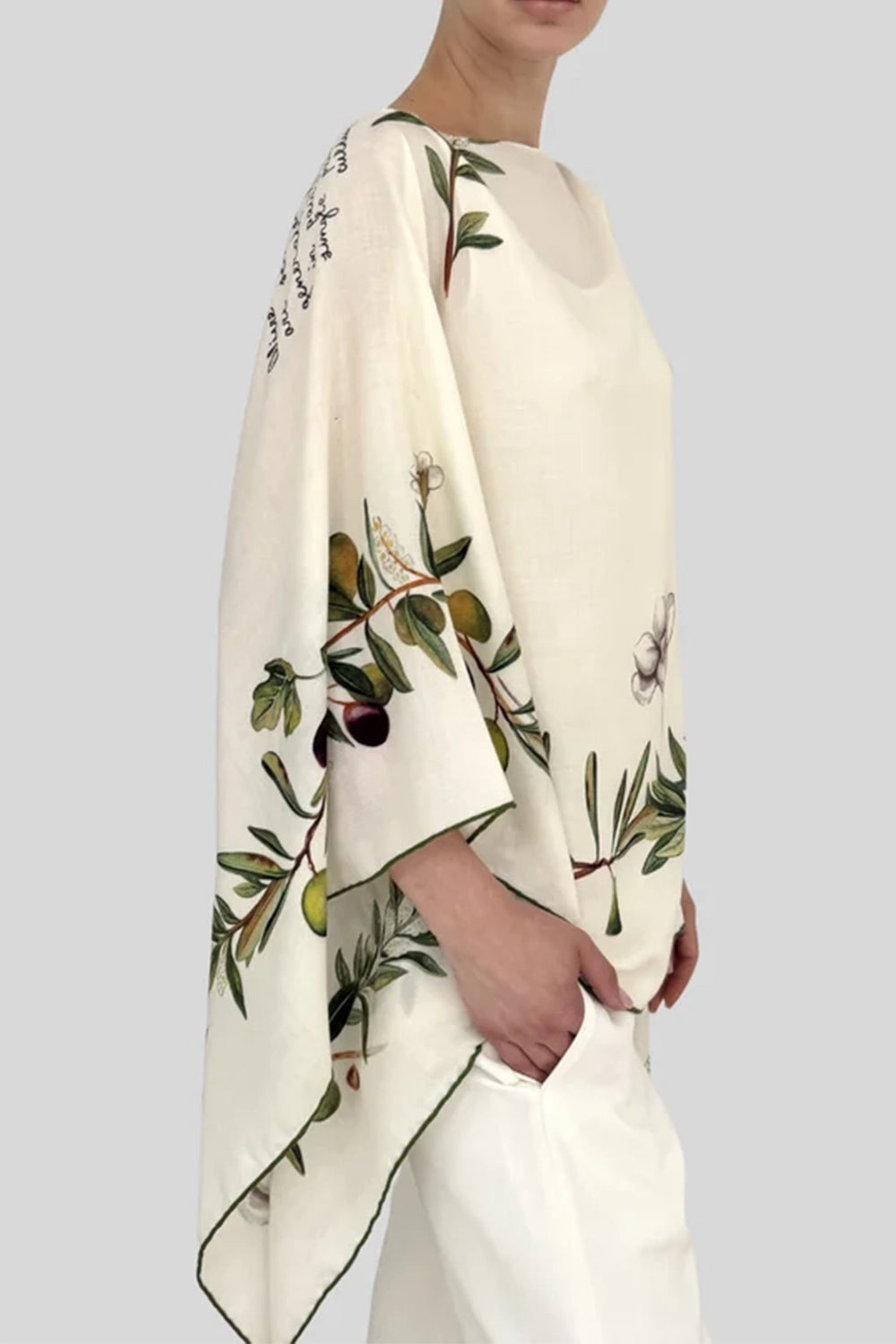 Floral Print Poncho - Olive Tree-FLORAL-O/S-CLOTHINGTOPPONCHO-RANI ARABELLA