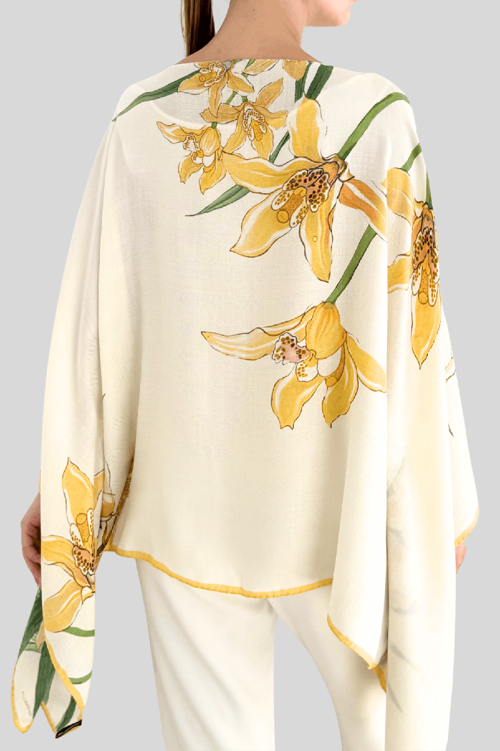  Floral Print Poncho - Dancing Lady Flowers-YELLOW-O/S-CLOTHINGTOPPONCHO-RANI ARABELLA 