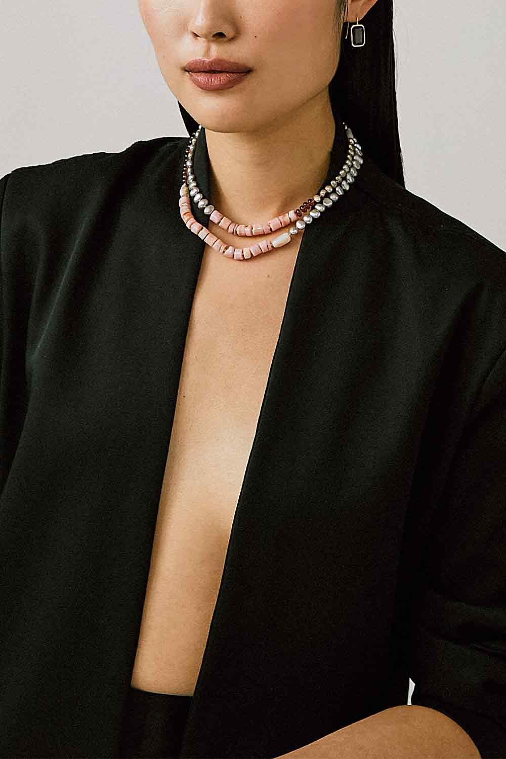 Pink Opal Pearl Cabana Necklace-YELLOW GOLD-JEWELRYFINE JEWELNECKLACE O-LIZZIE FORTUNATO FINE
