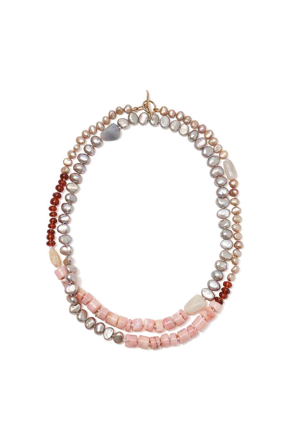 Pink Opal Pearl Cabana Necklace-YELLOW GOLD-JEWELRYFINE JEWELNECKLACE O-LIZZIE FORTUNATO FINE