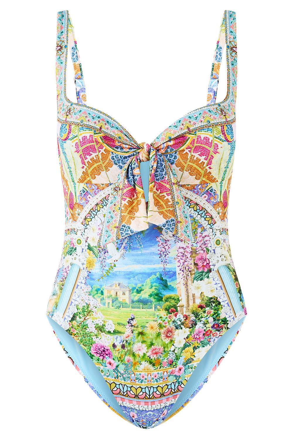 Tie Front One Piece-MULTI-S-CLOTHINGSWIM-CAMILLA
