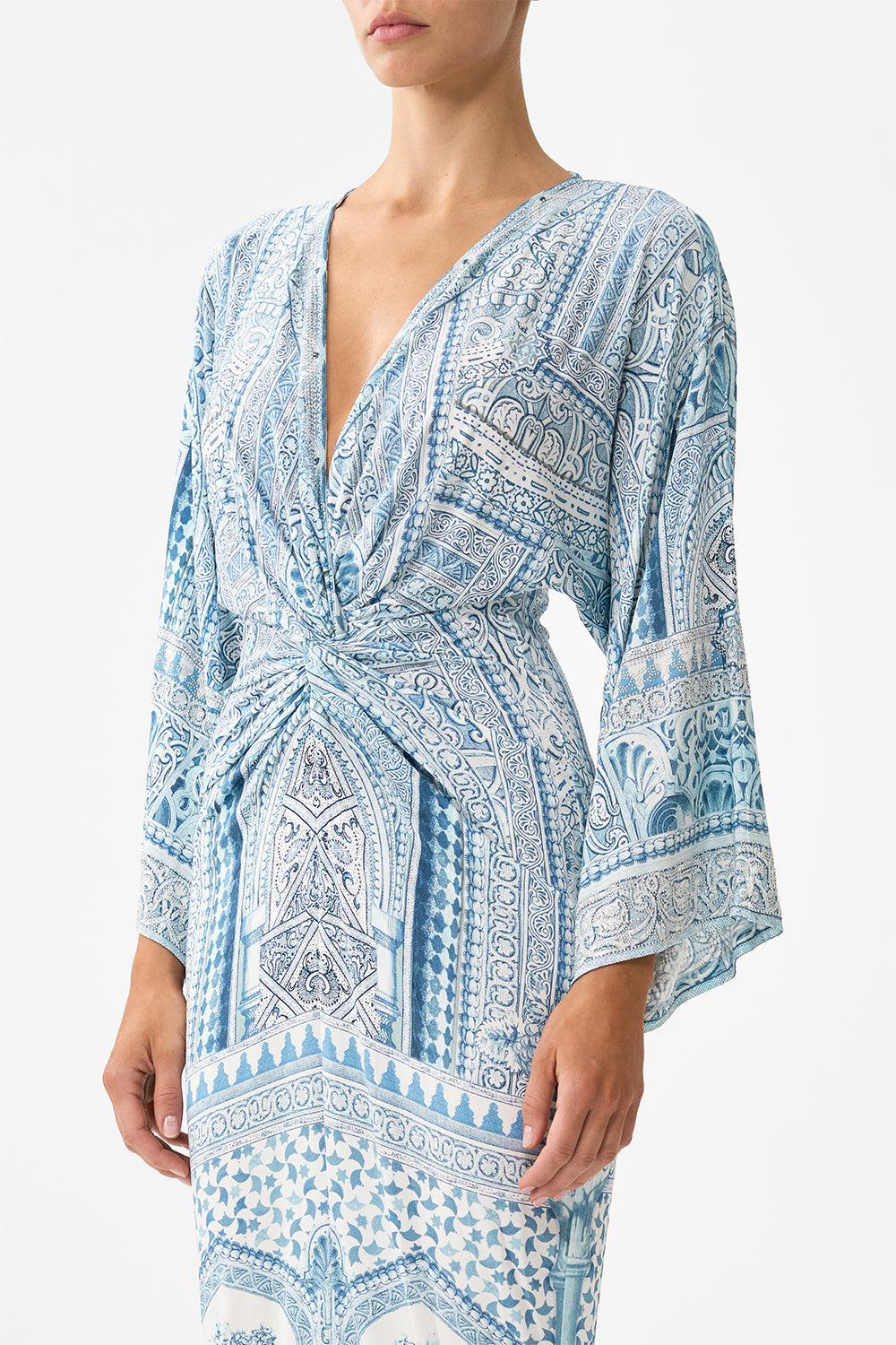 Hi-Lo Split Front Twist Dress-CREAM-XS-CLOTHINGDRESSCASUAL-CAMILLA