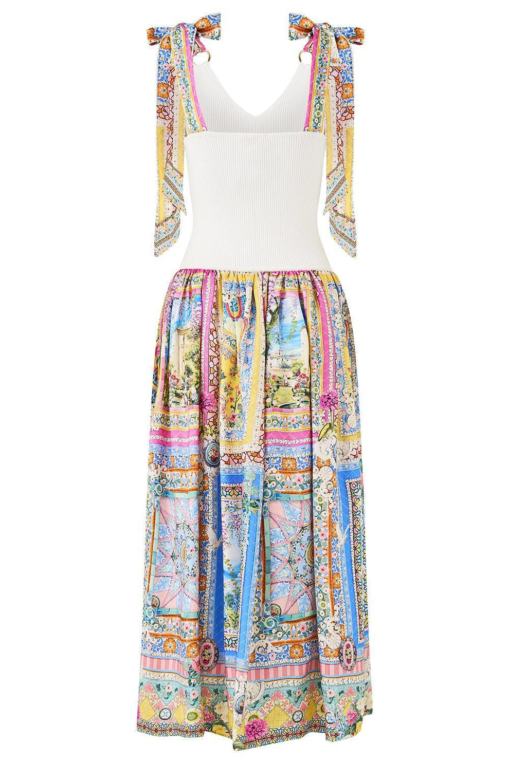 camilla midi dress | Knit Bodice Silk Spliced Navàs Nouveau, XS/S Multicolor | Navàs NOUVEAU Choose Option:29x32 color:currant Size M / L Side slit pockets