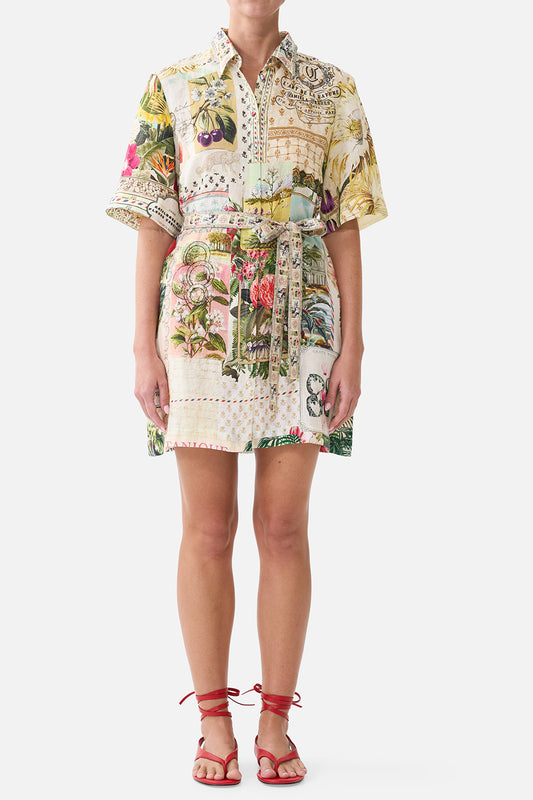 Belted Shirt Mini Dress