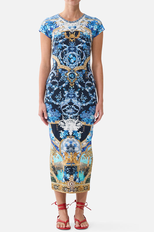 Cap Sleeve Jersey Midi Dress
