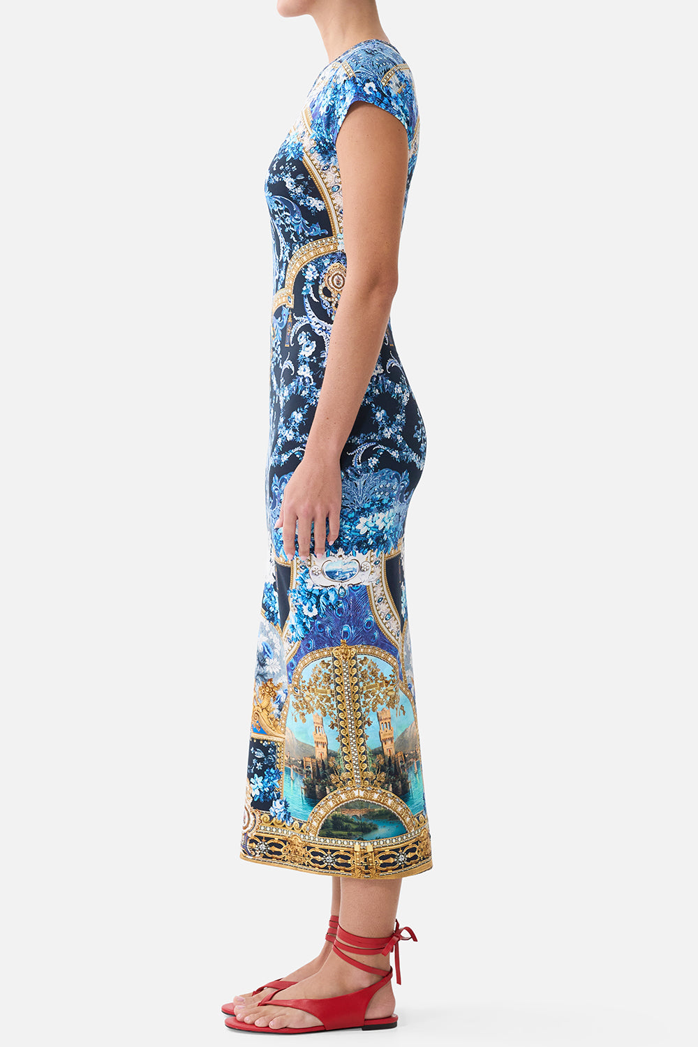 Cap Sleeve Jersey Midi Dress